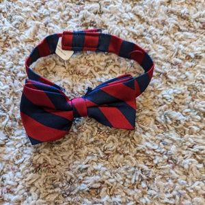 Little boys navy blue and red bow tie Velcro clip on